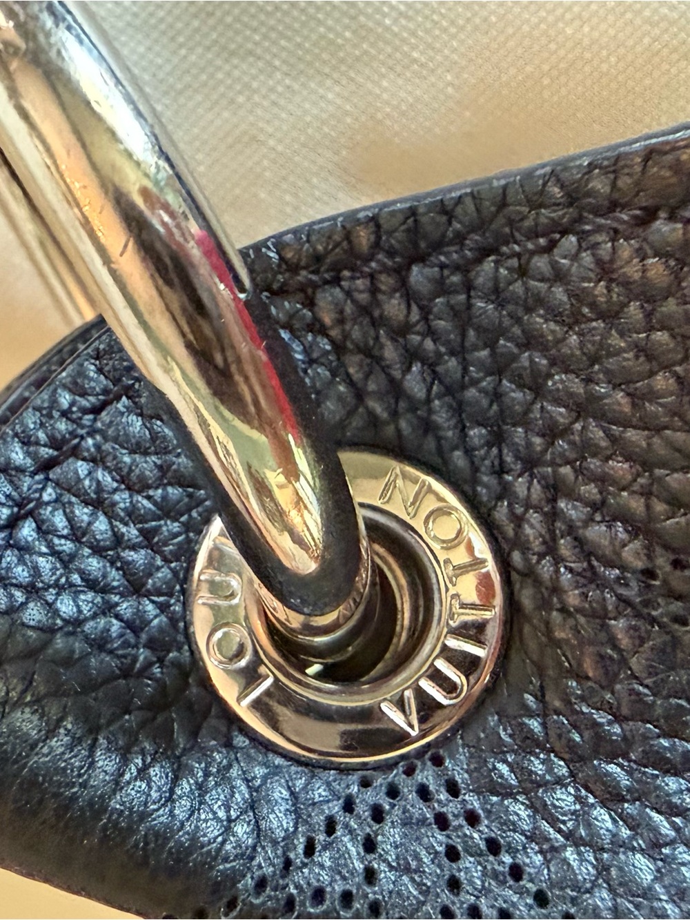 Louis Vuitton Black Monogram-Embossed Hobo with LV Leather Tag - Picture 10 of 16